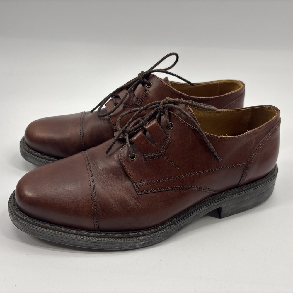 Men's Bacco Bucci Lace Up Oxfords Shoes Brown Leather - Size 8 - Italy